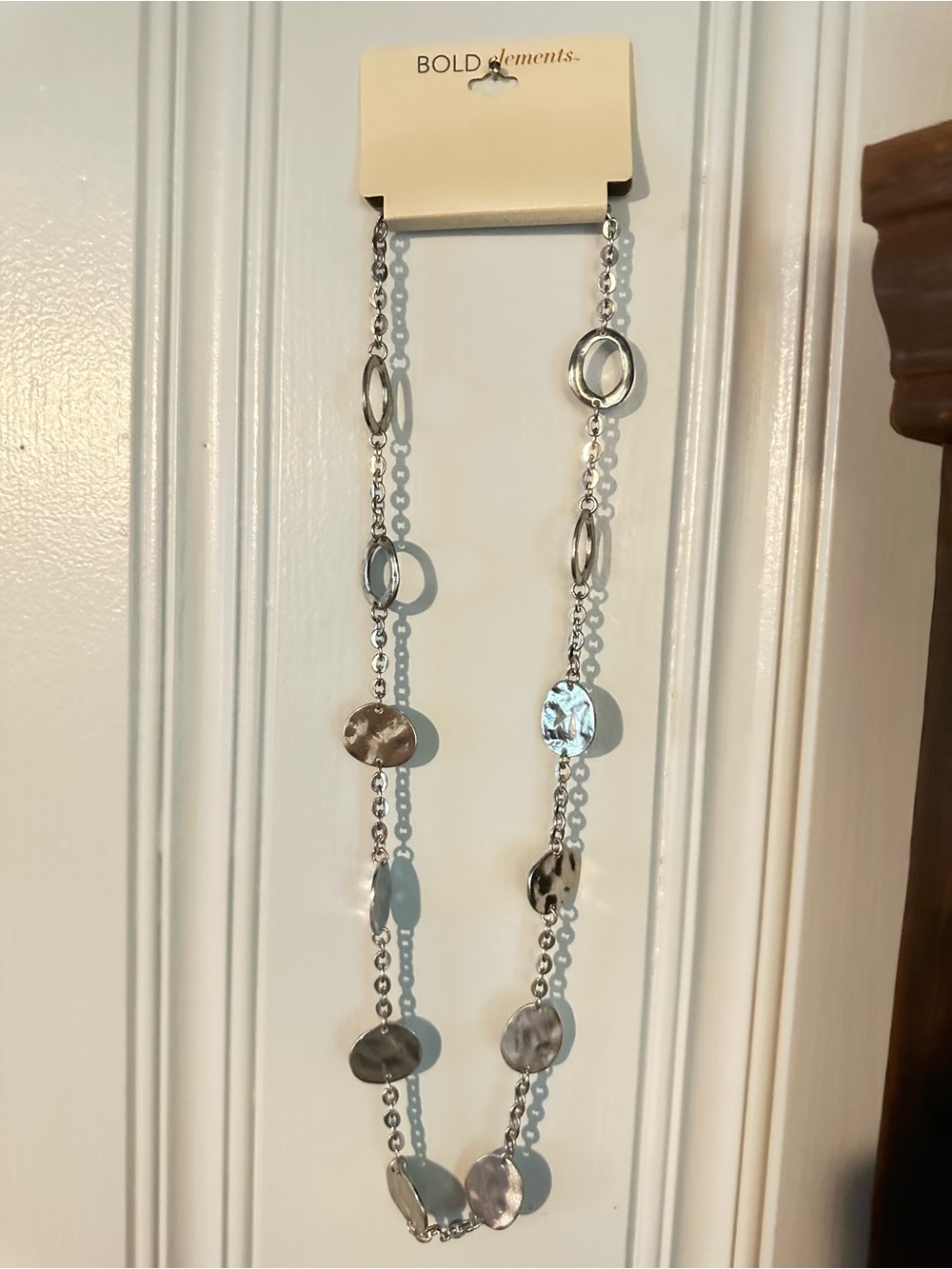 BOLD elements Silver-Tone Hammered Disc Long Necklace